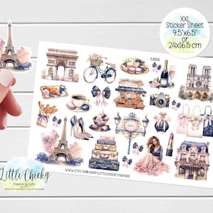 XXL Aufkleber Bogen - Paris Aufkleber, rosa & dunkelblau Paris Aufkleber, Planer Aufkleber, Urlaub Aufkleber, Scrapbook Aufkleber, Journal Aufkleber