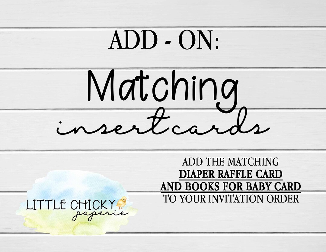 Add on - Matching Digital Diaper Raffle Card and Books for Baby Card ...