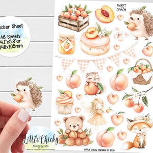 Feuille d'autocollants - Stickers pêche douce, Stickers agenda, Stickers pêche aquarelle, Stickers scrapbooking, Stickers journal, Stickers bébé