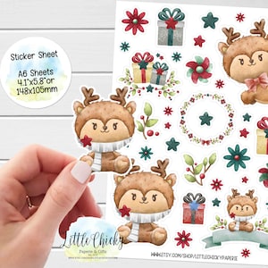 Aufkleber Bogen - Weihnachts Aufkleber, Rentier, Planer Aufkleber, Scrapbook Aufkleber, Weihnachtskarte Aufkleber, Journal Aufkleber, Baby Aufkleber