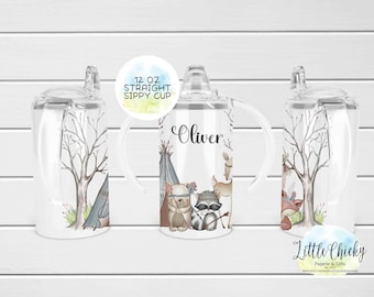 12oz straight sublimation sippy cup wrap, Woodland Animals sippy cup Sublimation Design, PNG File, Instant Download, Tumbler Template