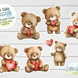 Die Cuts - Valentijnsdag teddyberen gestanste stickers, karton, plannerstickers, scrapbooking, journaling, babyshower, vakantiestickers