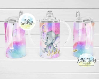 Envoltura de taza de sublimación recta de 12 oz, Diseño de sublimación de taza de sorbo de elefante púrpura, Archivo PNG, Descarga instantánea, Plantilla tumbler