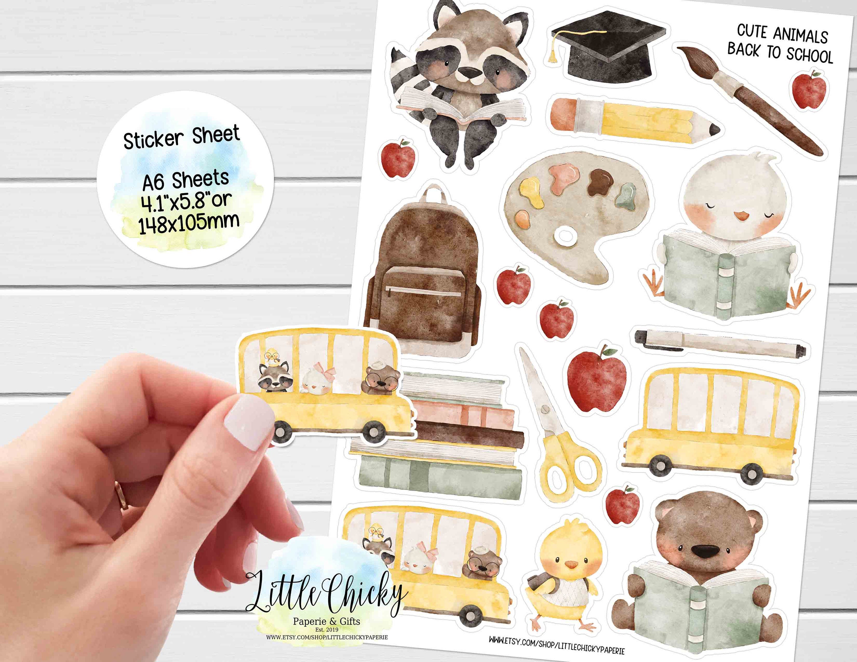 Sticker Sheet - Animal Back to School Stickers, Planner Stickers ...