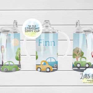 12oz rechte sublimatie sippy cup wrap, Auto&#39;s 12oz sippy cup Sublimatie Design, Transport PNG, Instant Download, Tumbler Template
