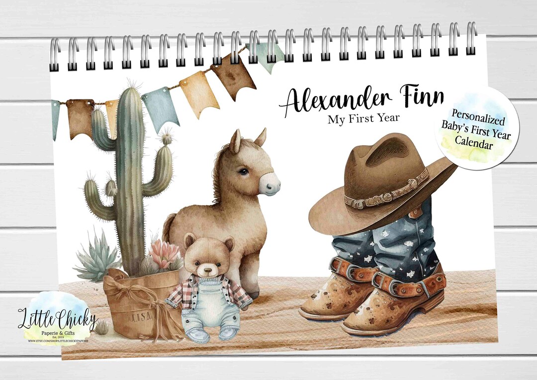 Baby First Year Calendar - Cowboy Baby's First Year Keepsake Calendar ...