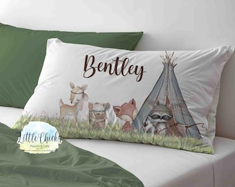Personalized Pillowcase - Woodland Animals Pillowcase, Soft Microfiber, Personalized Pillowcase with Name, Gift for Toddlers & Children