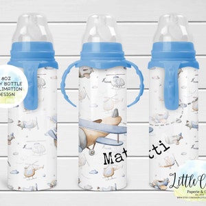 Airplane 8oz Baby Bottle Sublimation Design, Kids, Baby Sublimation Design, PNG File, Instant Download, Tumbler Template