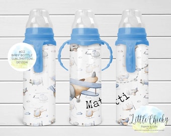 Airplane 8oz Baby Bottle Sublimation Design, Kids, Baby Sublimation Design, PNG File, Instant Download, Tumbler Template