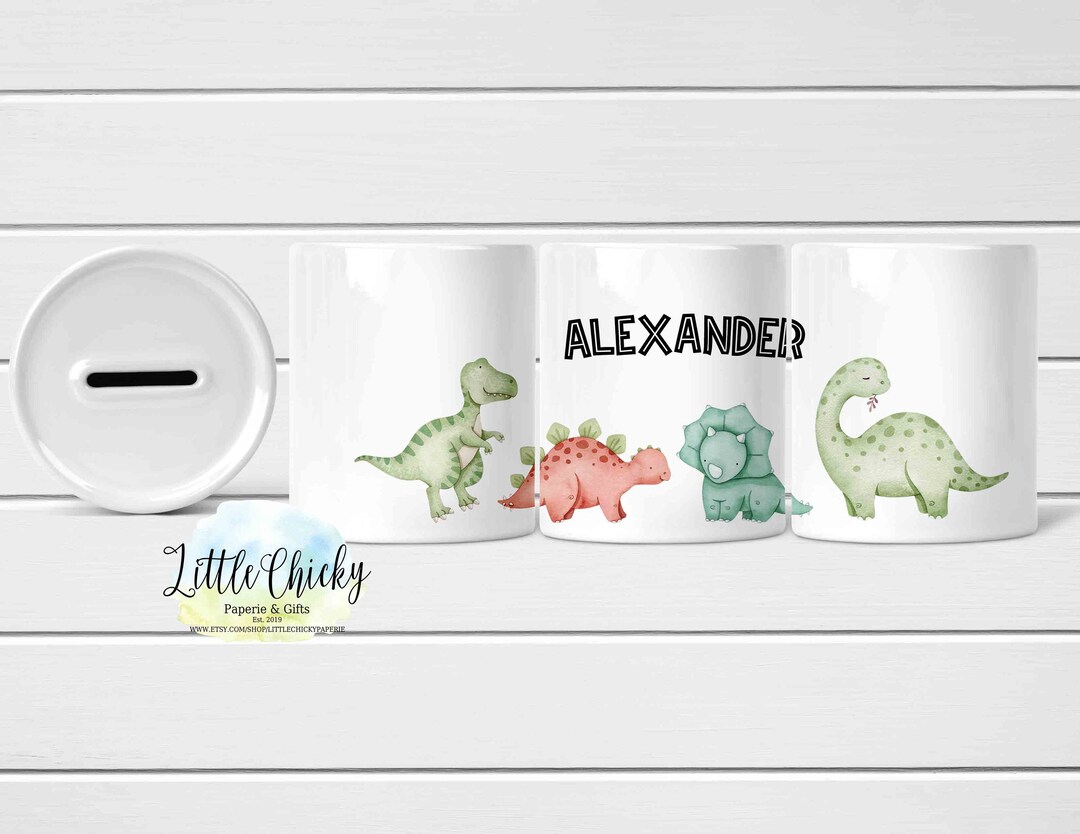 Personalized Money Box With Name Dinosaur Money Box Coin Etsy