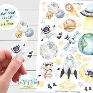 Aufkleber Bogen - Astronauten Planer Aufkleber, Weltraum Aufkleber, Scrapbook Aufkleber, Astronaut Aufkleber, Journal Aufkleber, Baby Aufkleber