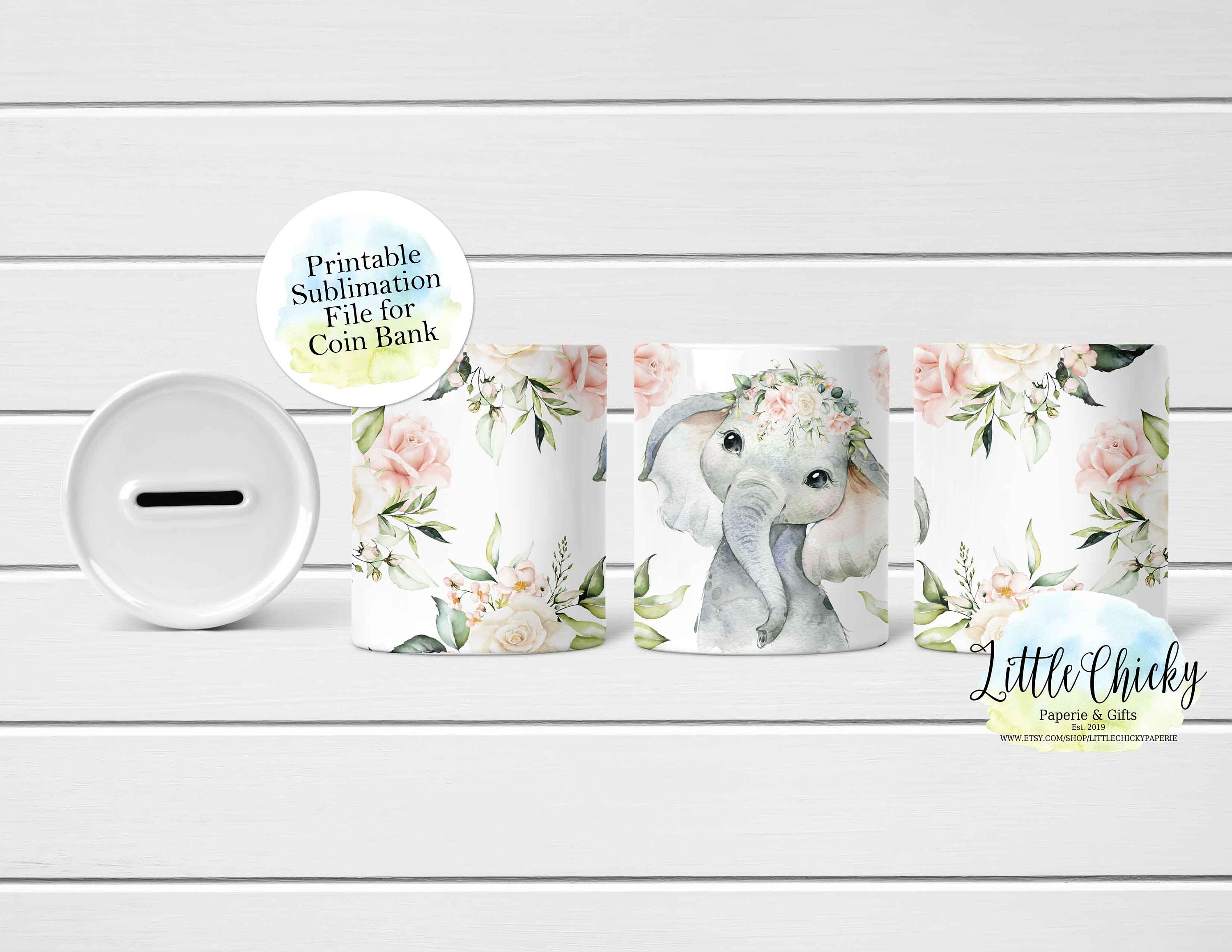 Pink Elephant Money Box Coin Bank Full Wrap Sublimation Etsy