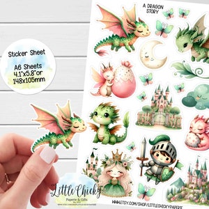 Aufkleber Bogen - A Dragon Story Planner Aufkleber, Baby Dragons Aufkleber, Scrapbook Aufkleber, Journal Aufkleber, Drachen Aufkleber