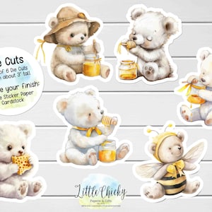 Découpes - Stickers aquarelle ours en peluche, découpes ours en peluche, papier cartonné, autocollants pour agenda, scrapbooking, tenue de journal, baby shower