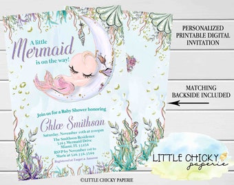 Under the Sea Mermaid Baby Shower invitation, Mermaid baby shower invitation, Girl baby shower invitation, Under the sea baby shower