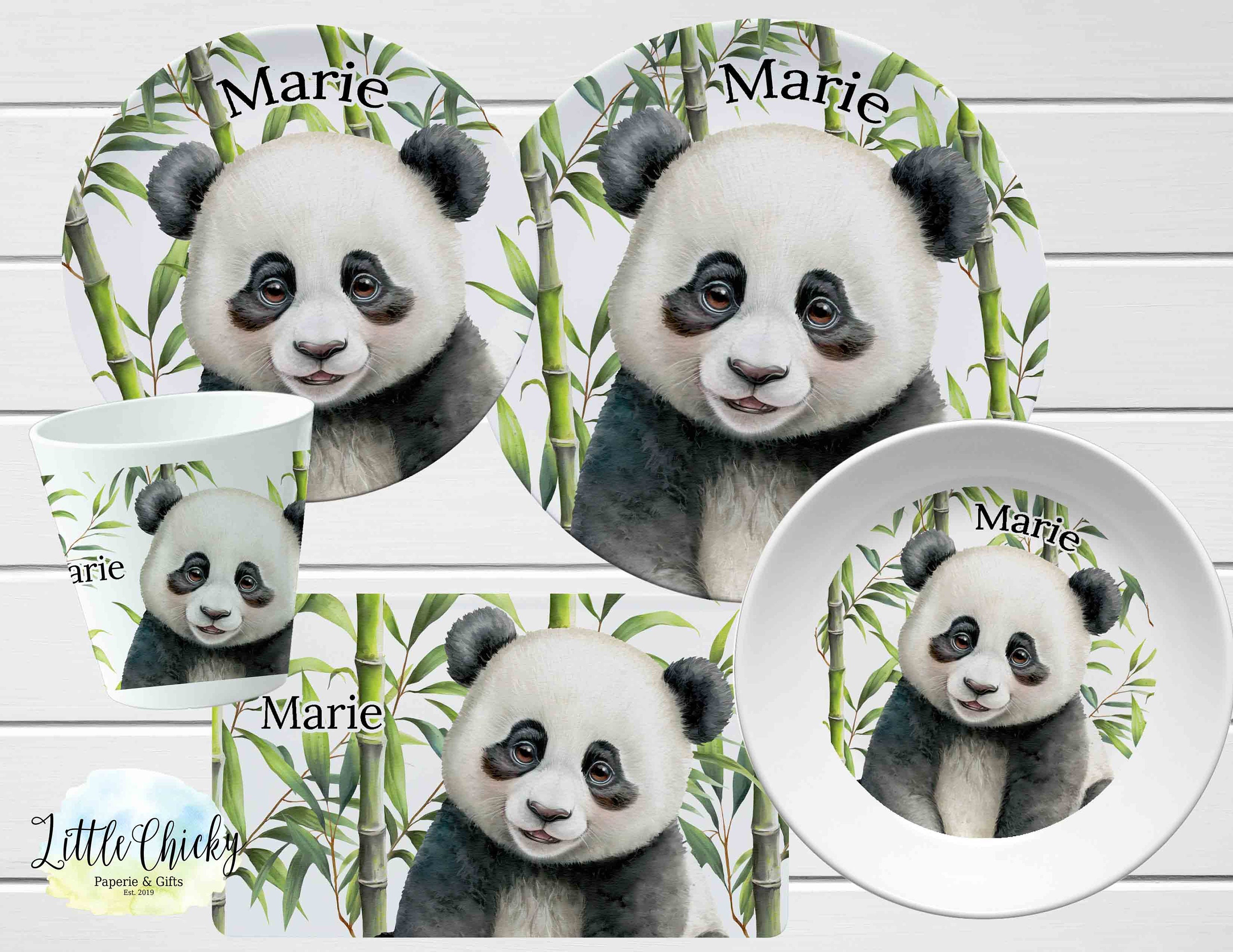 Ensemble De Vaisselle Pour Enfants 4 Pièces Ustensiles Et Assiettes Pour  Tout-petits Assiette En Forme De Panda 