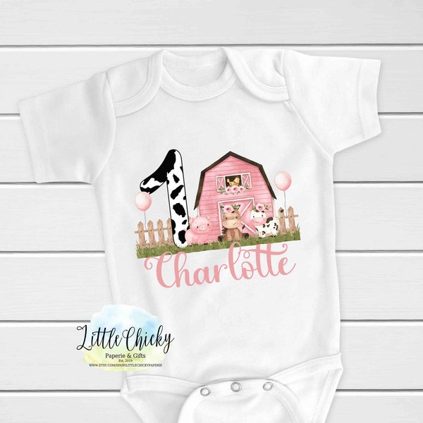 Pink Farm 1st Birthday Sublimation PNG, Birthday Shirt, Sublimation File, Instant Download, PNG, Baby Shirt