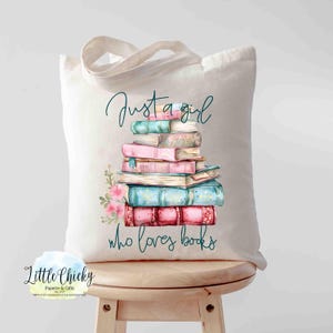 Tragetasche - Buch-Einkaufstasche, nur ein Mädchen, das Bücher liebt, Sublimations-Design, sofortiger Download, Sublimations-Tote-Vorlage, Sublimation PNG