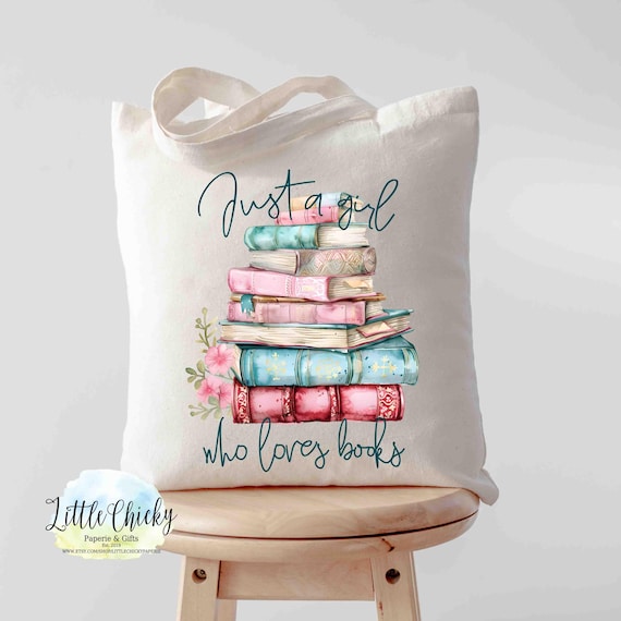 Tote Bag - Book Tote Bag, Just a girl who loves books, Sublimation Design, Instant Download, Sublimation Tote Template, Sublimation PNG
