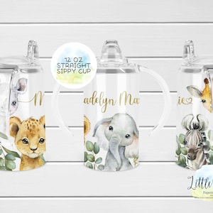 12oz straight sublimation sippy cup wrap, Safari Animals sippy cup Sublimation PNG, Elephant, Zebra, Instant Download, Tumbler Template