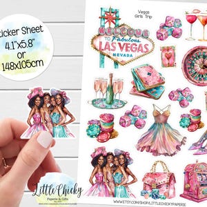 Foglio di adesivi - Adesivi per ragazze a Las Vegas 2, adesivi per planner, adesivi per album, adesivi per diario, adesivi da viaggio