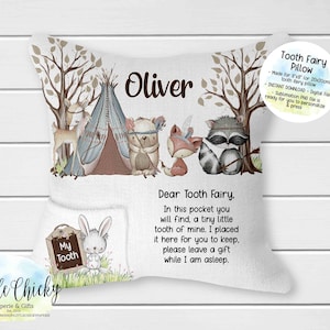 Woodland Animals Tooth Fairy Pillow, Forest Animals Tooth Fairy Pillow, Digital Sublimation Design, Sublimation PNG File, Instant Download