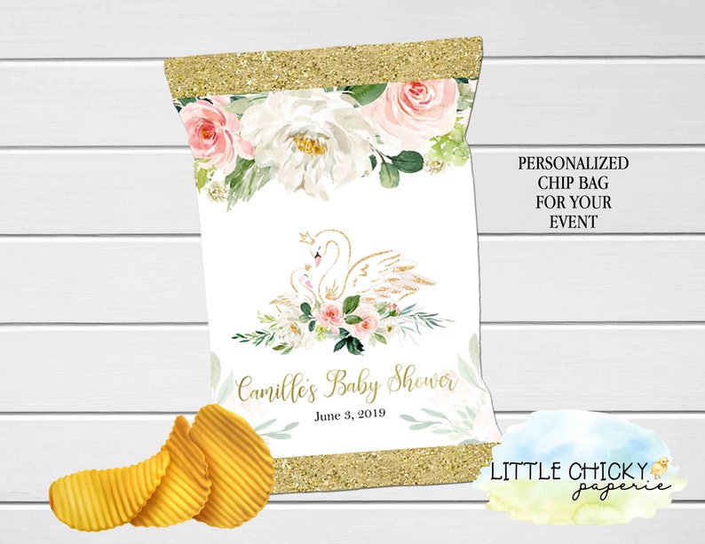 Digital Poster Swan Baby Shower Welcome Sign DIGITAL Pink and Gold Floral Swan Welcome Poster