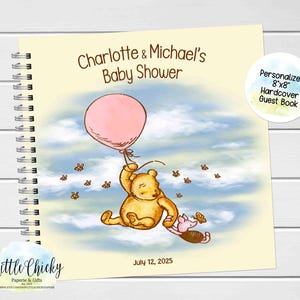 Livre d&#39;or rose classique pour baby shower d&#39;ourson, livre d&#39;or personnalisé, livre d&#39;or rose classique pour anniversaire d&#39;ourson, livre d&#39;or classique ourson