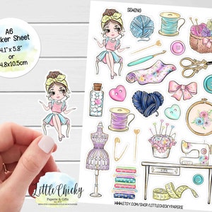 Folha de adesivos - Adesivos para planejadores de costura, adesivos para scrapbook, adesivos para artesanato, adesivos para diário, adesivos para bebês, adesivos para costura