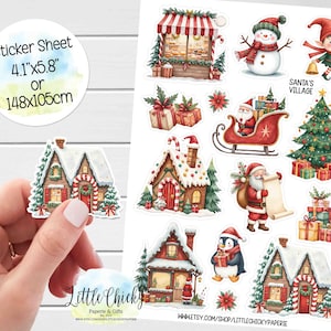 Stickervel - Santa's Village-stickers, winterstickers, plannerstickers, plakboekstickers, dagboekstickers, vakantiestickers