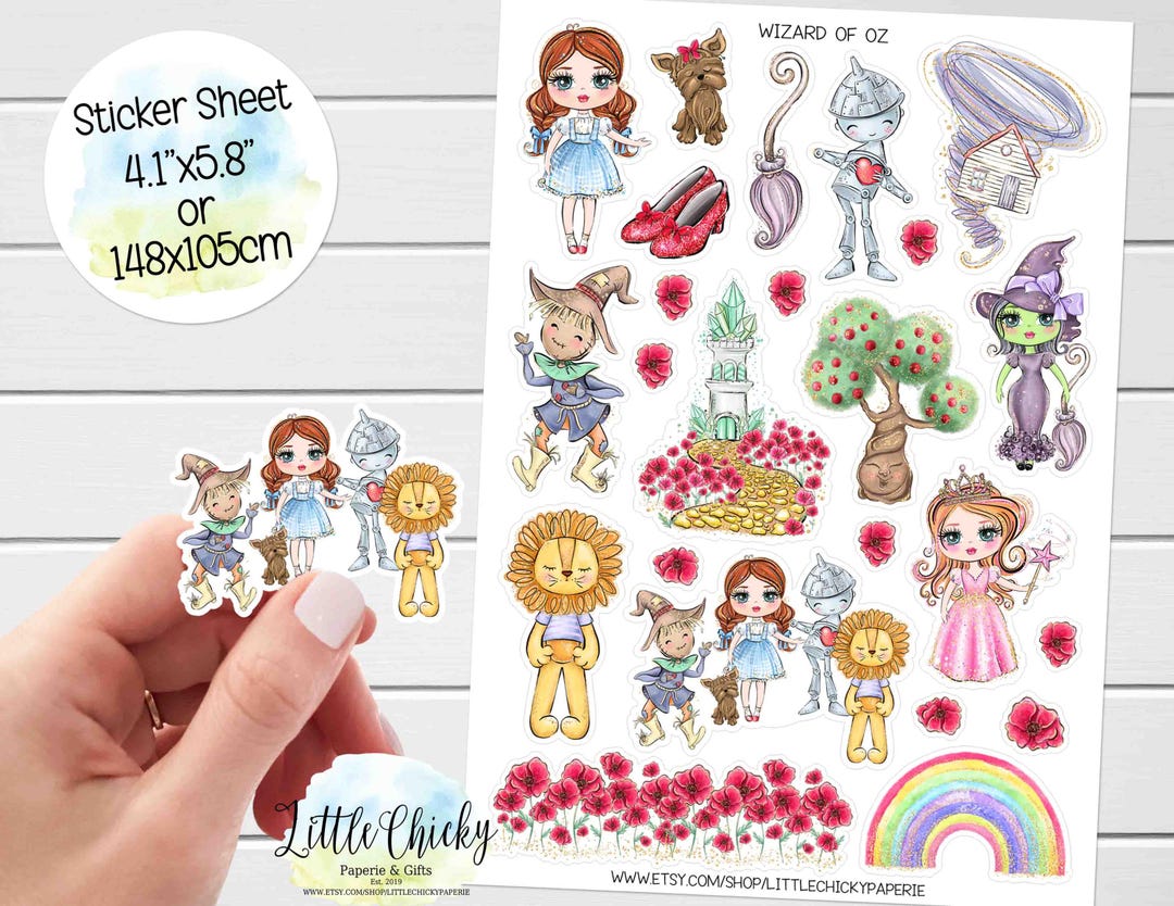 Sticker Sheet - Wizard of Oz Stickers, Planner Stickers, Scrapbook ...