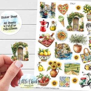 Stickervel - Italië Stickers, plannerstickers, vakantiestickers, plakboekstickers, dagboekstickers, reisstickers