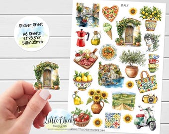 Sticker Sheet - Italy Stickers, Planner Stickers, Vacation Stickers, Scrapbook Stickers, Journal Stickers, Travel Stickers