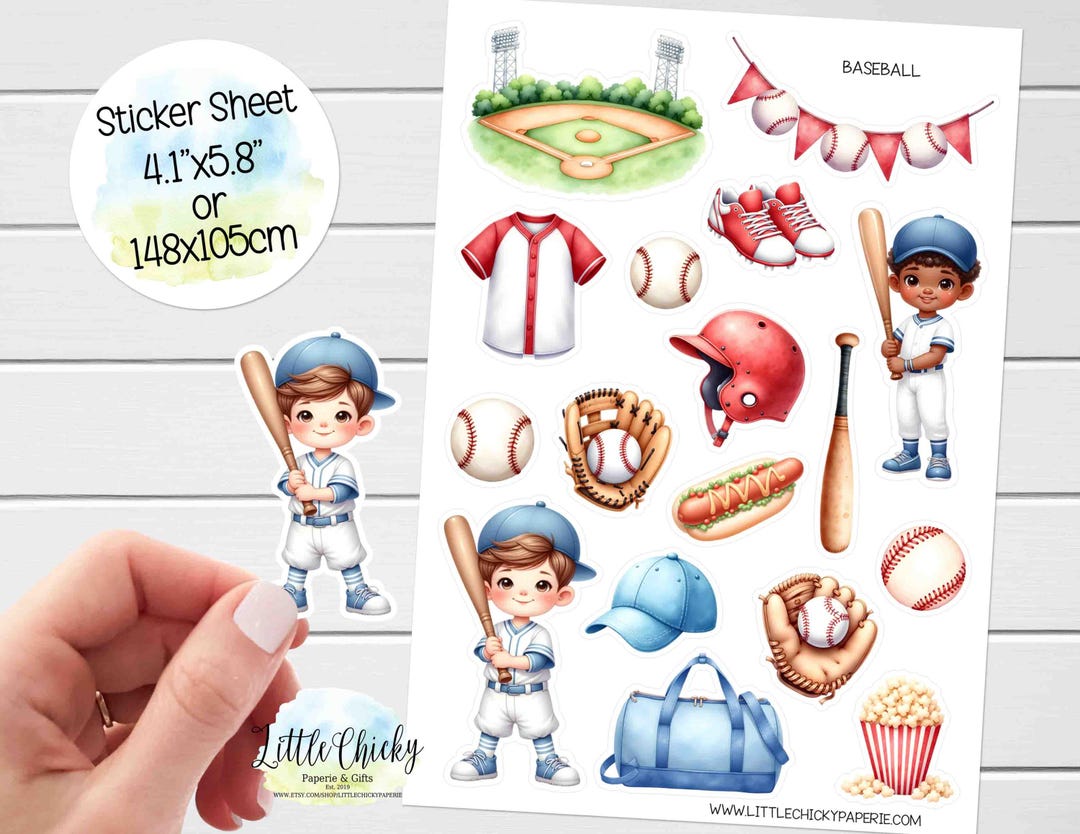 Sticker Sheet - Baseball Stickers, American Baseball, Boys Baseball ...