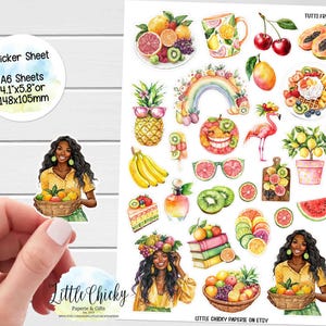 Stickervel - Tutti Frutti 2 Stickers, plannerstickers, plakboekstickers, dagboekstickers, fruttistickers, zomerstickers