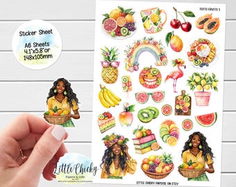 Stickervel - Tutti Frutti 2 Stickers, plannerstickers, plakboekstickers, dagboekstickers, fruttistickers, zomerstickers