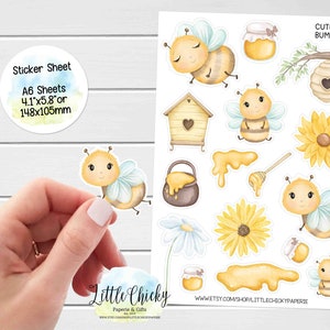 Aufkleber Bogen - Süße kleine Hummeln Planer Aufkleber, Aquarell Aufkleber, Scrapbook Aufkleber, Journal Aufkleber, Biene Baby Aufkleber