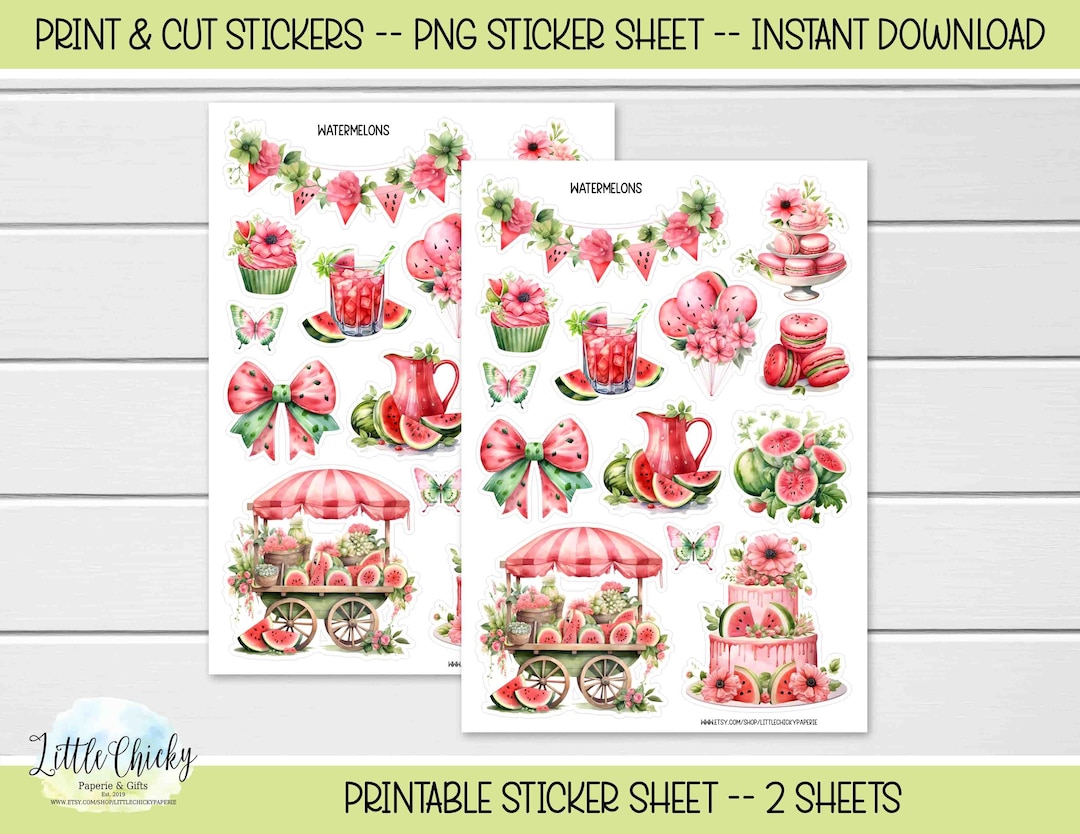 Watermelon Digital Sticker Watermelon Stickers – Printable Planner Stickers (digital Download ...