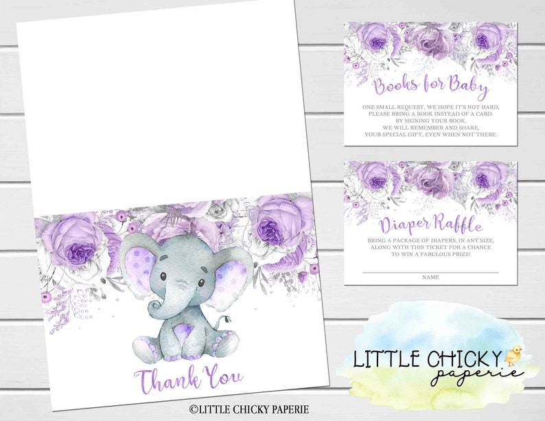 Purple Elephant Baby Shower Invitation Lavender Elephant Baby Etsy