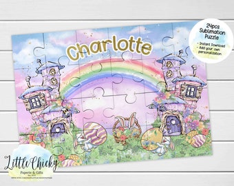 Easter 24pc Puzzle, Puzzle Sublimation Design, INSTANT DOWNLOAD, Add your own Personalization, Children's Gift, DIY Puzzle, Easter Gift