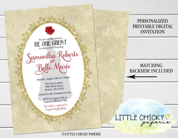 beauty and the beast baby shower invitations