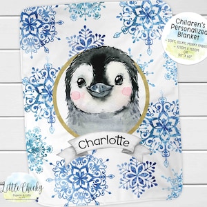 Personalisierte Pinguin-Decke, weiche Minky Baby-Decke, Baby-Dusche-Geschenk, neues Baby Geschenk, 50 &quot;x 60&quot; Baby-Decke, erste Weihnachtsdecke