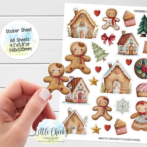 Sticker Bogen - Lebkuchen Cottage Weihnachten Aufkleber, Planer Aufkleber, Scrapbook Aufkleber, Journal Aufkleber, Journal Aufkleber