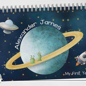 Baby First Year Calendar - Space Baby&#39;s First Year Calendar, Celestial Calendar, Milestone Stickers, 1st Year Calendar Journal Keepsake