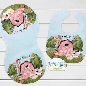 Pink Farm Bib and Burp Cloth Sublimation Design, Barnyard Burp Cloth and Bib Sublimation Design, Baby Sublimation PNG File, Instant Download
