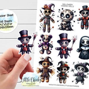 Stickervel - stickers halloween voodoo-pop, stickers halloween planner, plakboekstickers, dagboekstickers, halloweenstickers