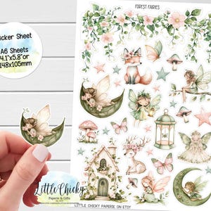 Aufkleber Bogen - Waldfeen Aufkleber, Planer Aufkleber, Aquarell Aufkleber, Scrapbook Aufkleber, Journal Aufkleber, Baby Aufkleber