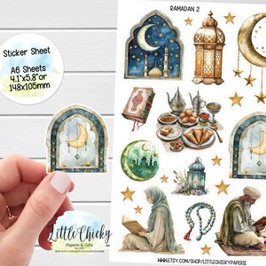 Stickervel - Ramadan-plannerstickers, Eid-stickers, plakboekstickers, dagboekstickers, religieuze stickers, islamitische stickers