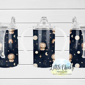 Tazza con beccuccio per sublimazione dritta da 12 once, tazza con beccuccio per Baby Leo Zodiac Design per sublimazione, Baby Zodiac PNG, download immediato, modello per bicchiere
