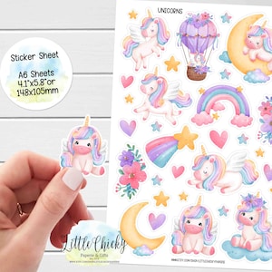 Sticker Sheet - Unicorn Stickers, Unicorns, Planner Stickers, Scrapbook Stickers, Unicorn Stickers, Journal Stickers, Baby Stickers